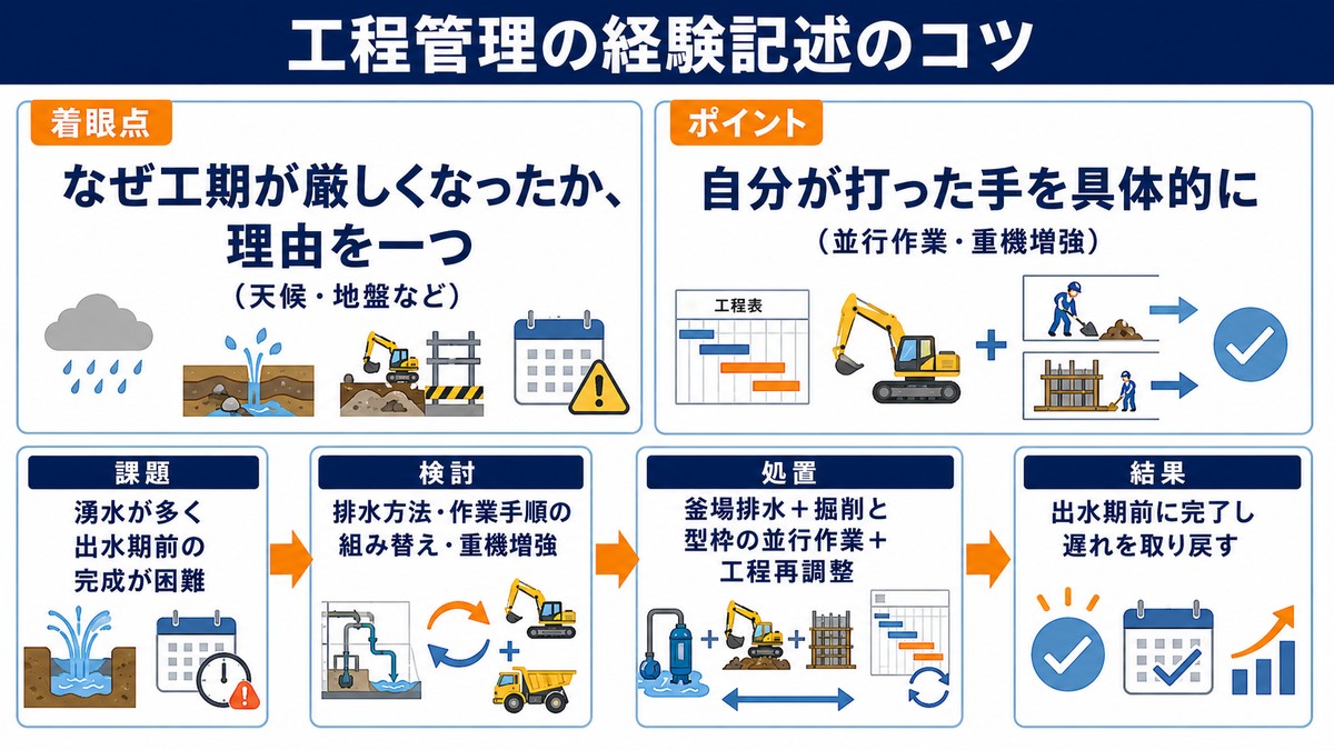 工程管理の経験記述のコツ(4ステップ)