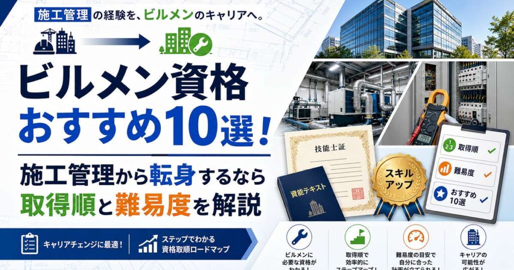 ビルメン資格おすすめ10選｜施工管理から転身する取得順と難易度