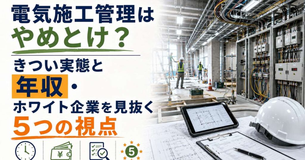 電気施工管理はやめとけ？きつい実態と年収・ホワイト企業を見抜く5つの視点