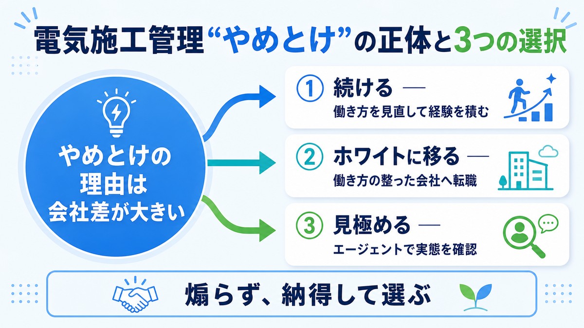電気施工管理がやめとけと言われる正体と判断の全体図