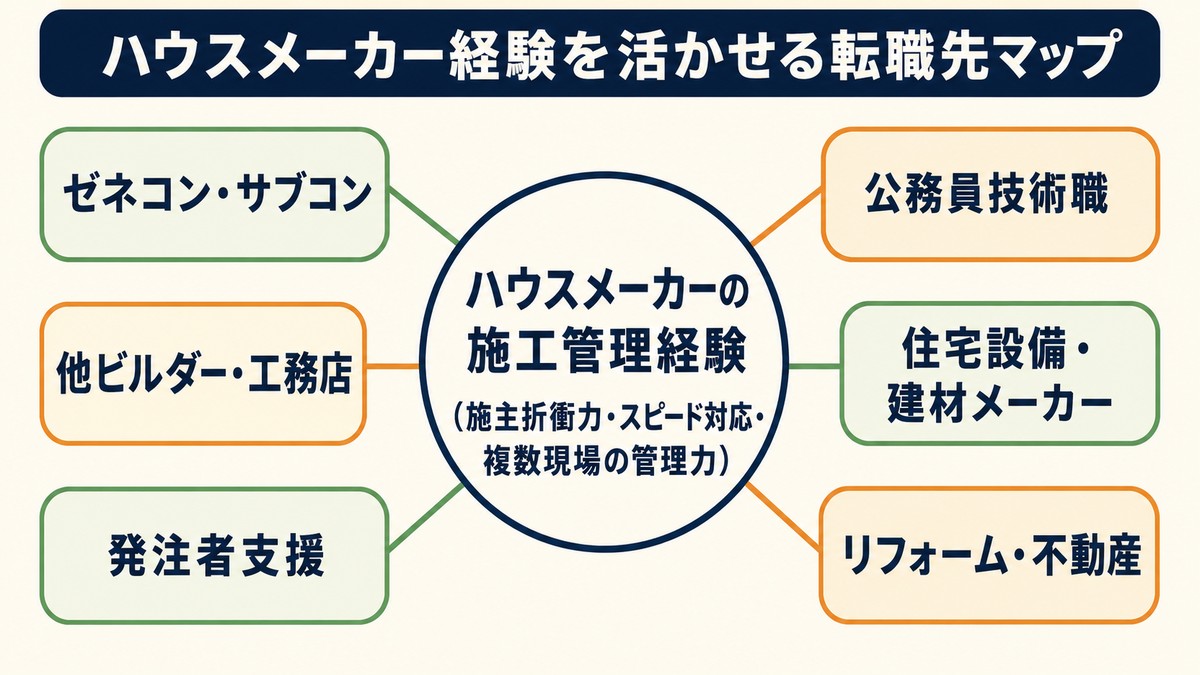 ハウスメーカーの施工管理経験を活かせる転職先マップ