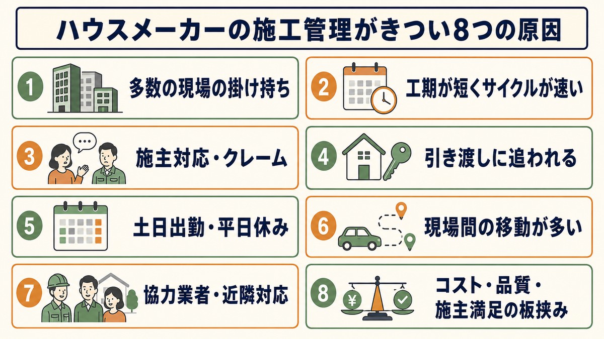 ハウスメーカーの施工管理がきついと感じる8つの原因