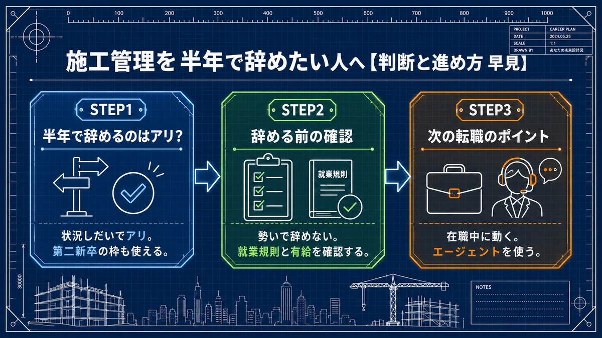 施工管理を半年で辞めたい人向けの判断と進め方の早見