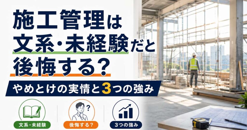 施工管理は文系・未経験だと後悔する？やめとけの実情と3つの強み