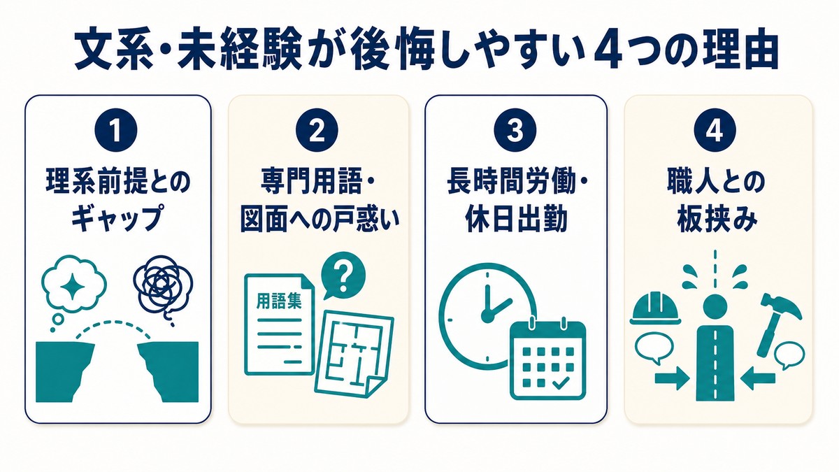 文系・未経験が施工管理で後悔しやすい4つの理由