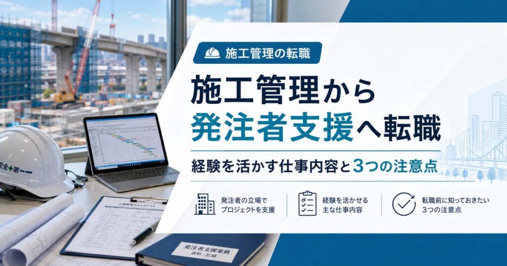 施工管理から発注者支援への転職｜経験を活かす仕事内容と注意点