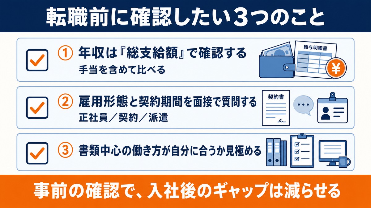 転職前に確認したい3つのこと