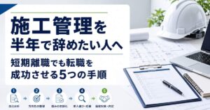 施工管理を半年で辞めたい人へ｜短期離職でも転職を成功させる5つの手順