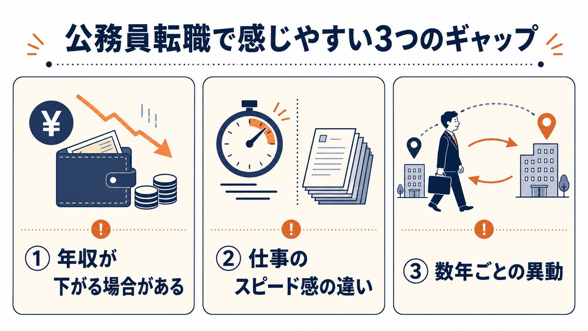 公務員転職で感じやすい3つのギャップ