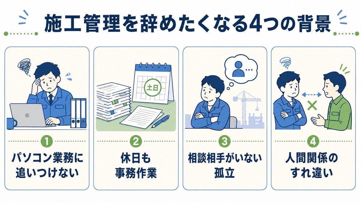 施工管理を辞めたくなる4つの背景