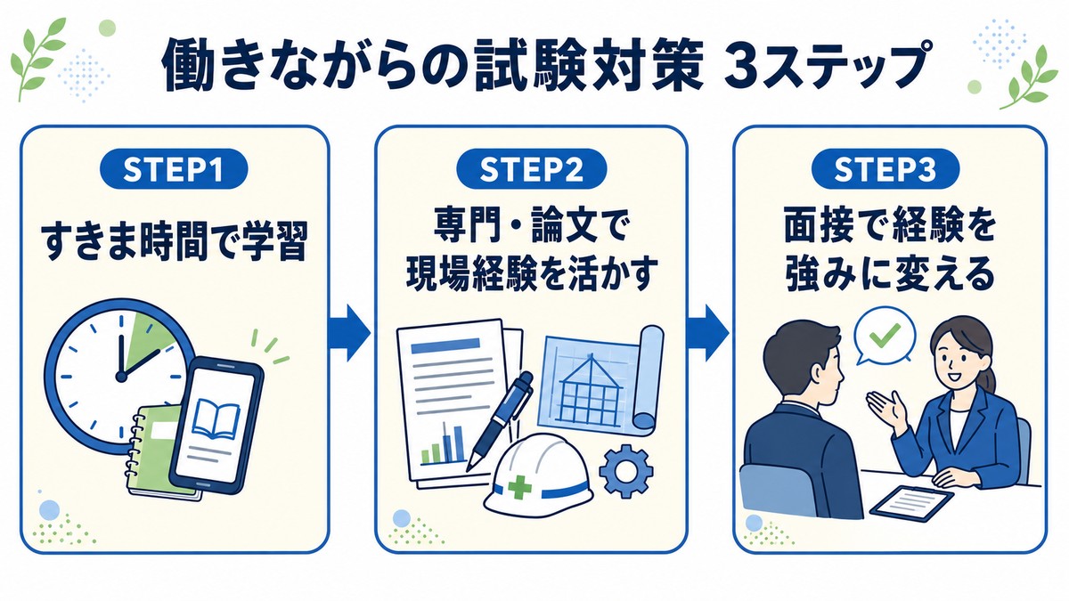 働きながらの試験対策3ステップ