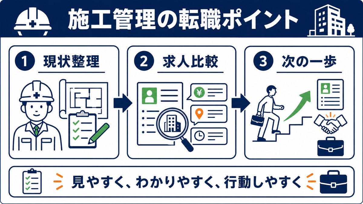 施工管理の未経験転職の進め方（現状整理→求人比較→次の一歩）