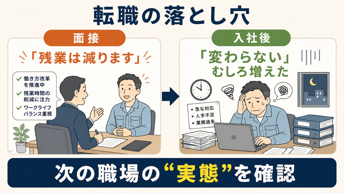 転職の落とし穴（残業が減るはずが増えた）