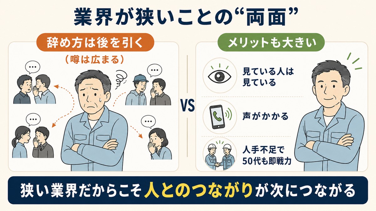 業界が狭いことの両面（リスクと強み）
