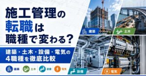 施工管理の転職は職種で変わる？建築・土木・設備・電気の4職種を徹底比較