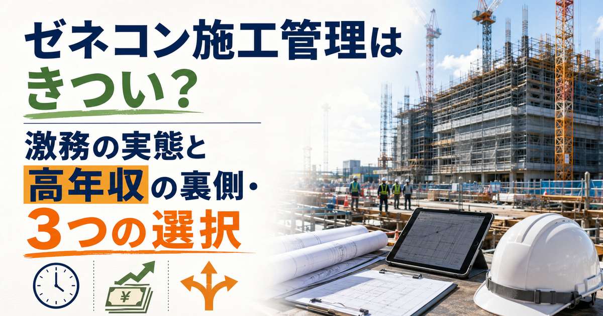 ゼネコン施工管理はきつい？激務の実態と高年収の裏側・3つの選択