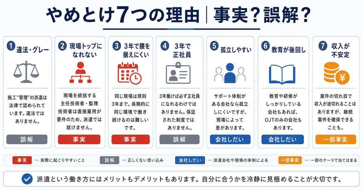 施工管理の派遣が「やめとけ」と言われる7つの理由