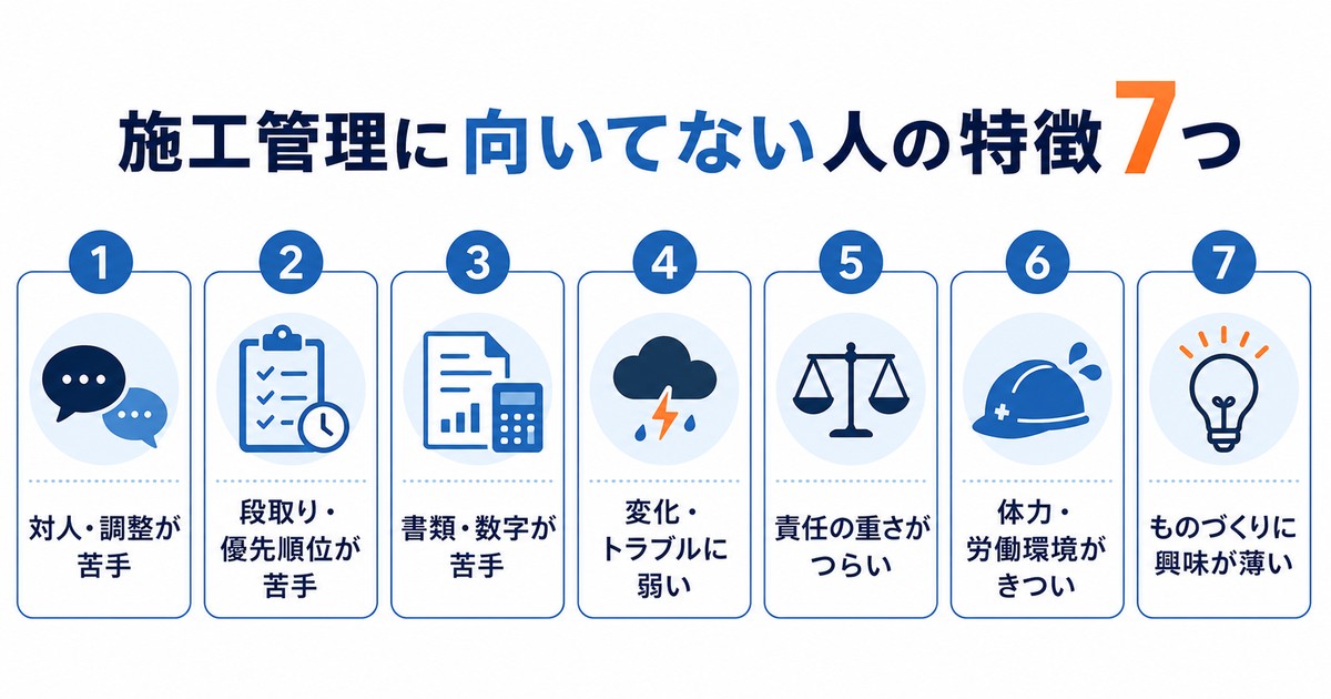 施工管理に向いてない人の特徴7つ