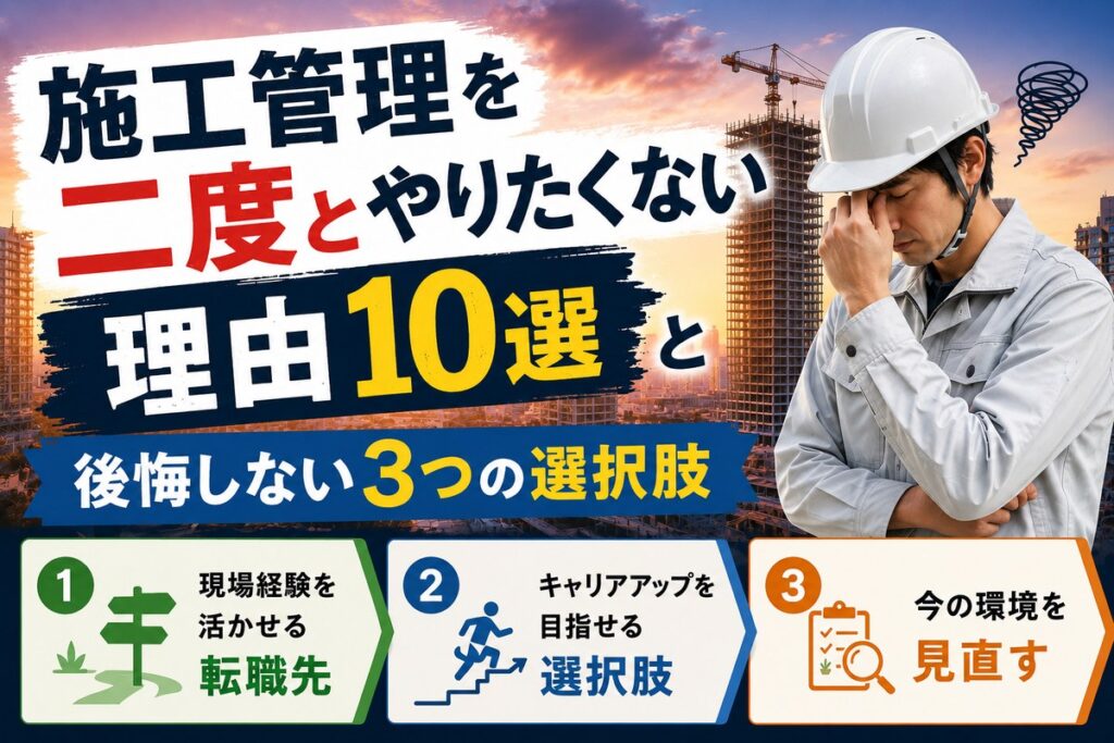 施工管理を二度とやりたくない理由10選と後悔しない3つの選択肢のアイキャッチ