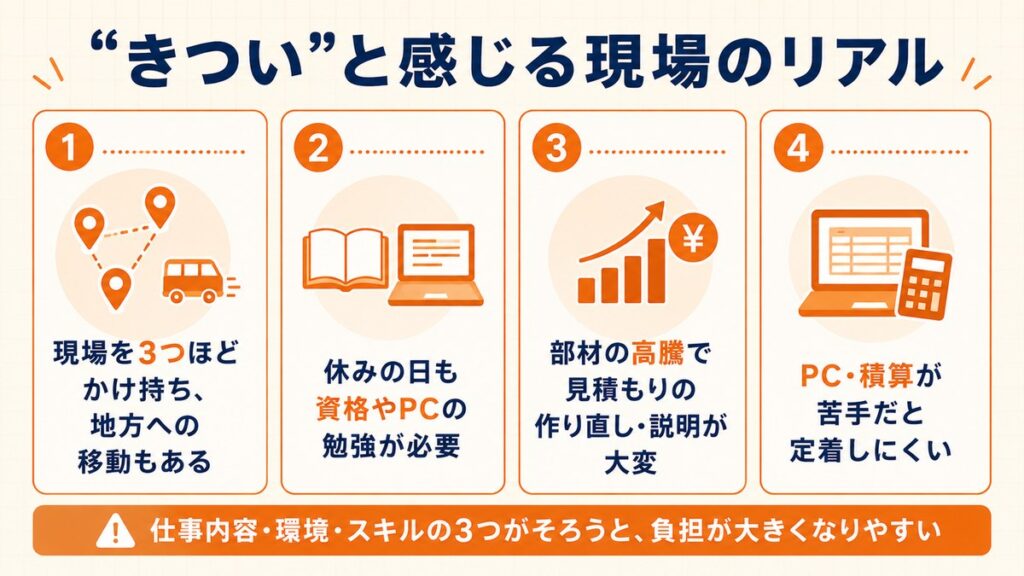 きついと感じる現場のリアル4つ