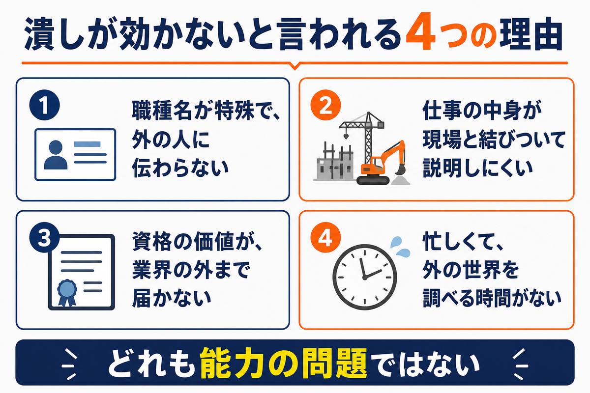 施工管理が潰しが効かないと言われる4つの理由
